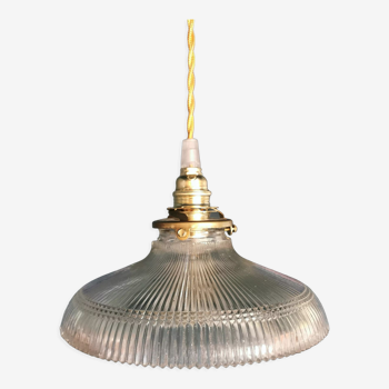 Lampe suspension vintage années 60 verre ciselé doré