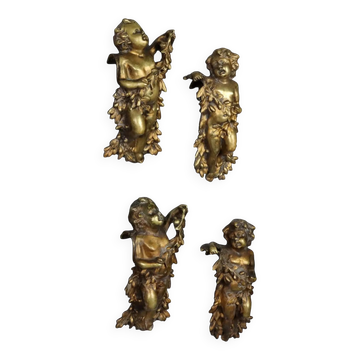 Ancient bronze sculpture of angels, Europe, late 19th century.