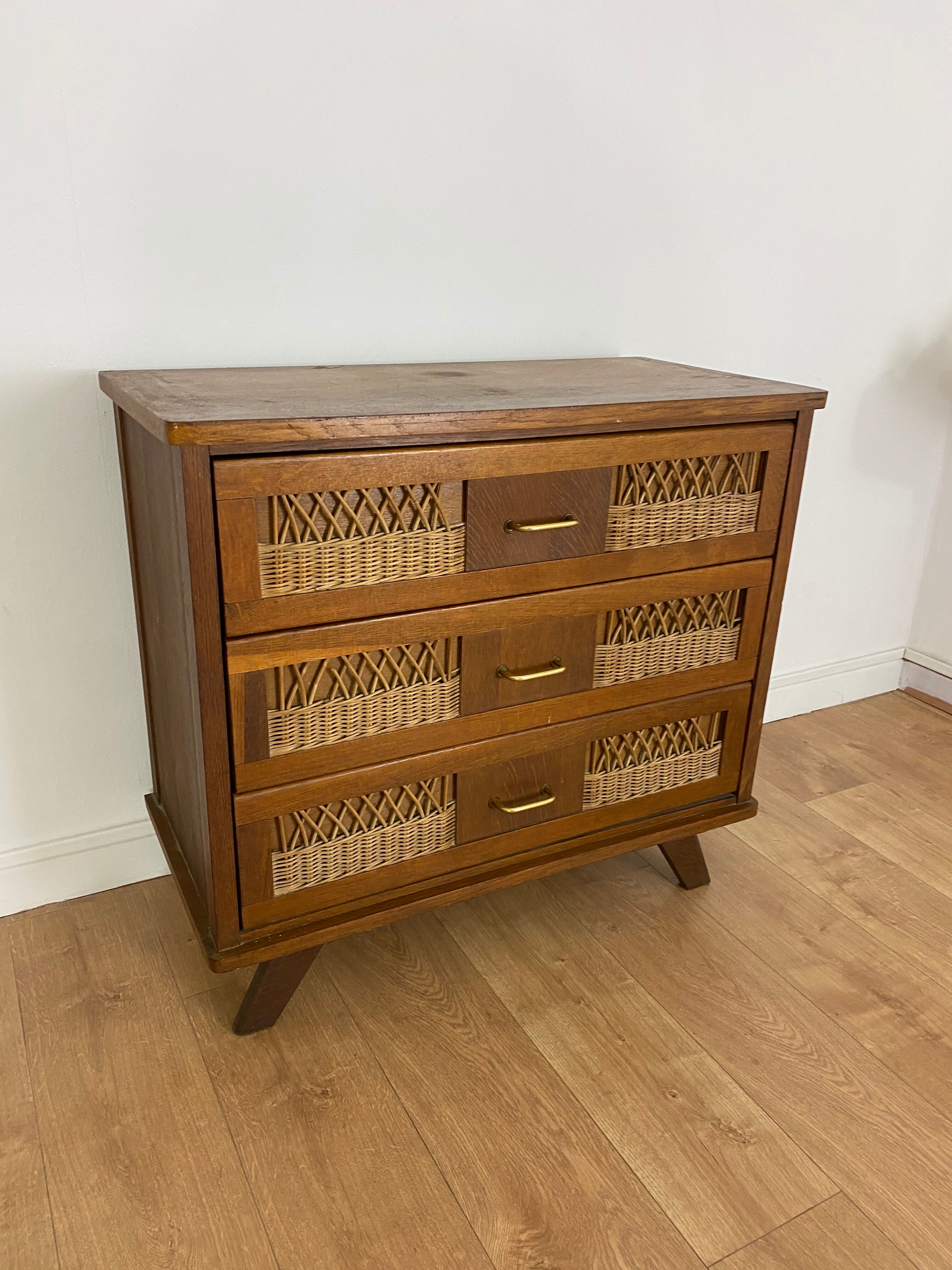 Vintage dresser rattan compass feet