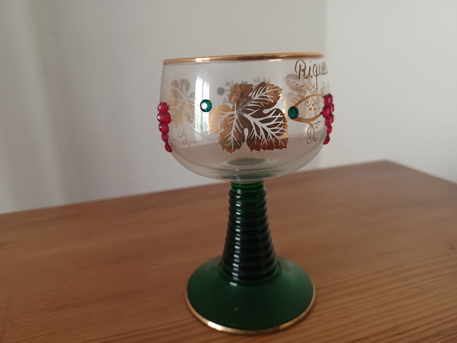 Stemmed glass decorated with vintage spirit