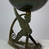 Lampe à kérosène dans le style Art Nouveau en laiton bruni, années 1920