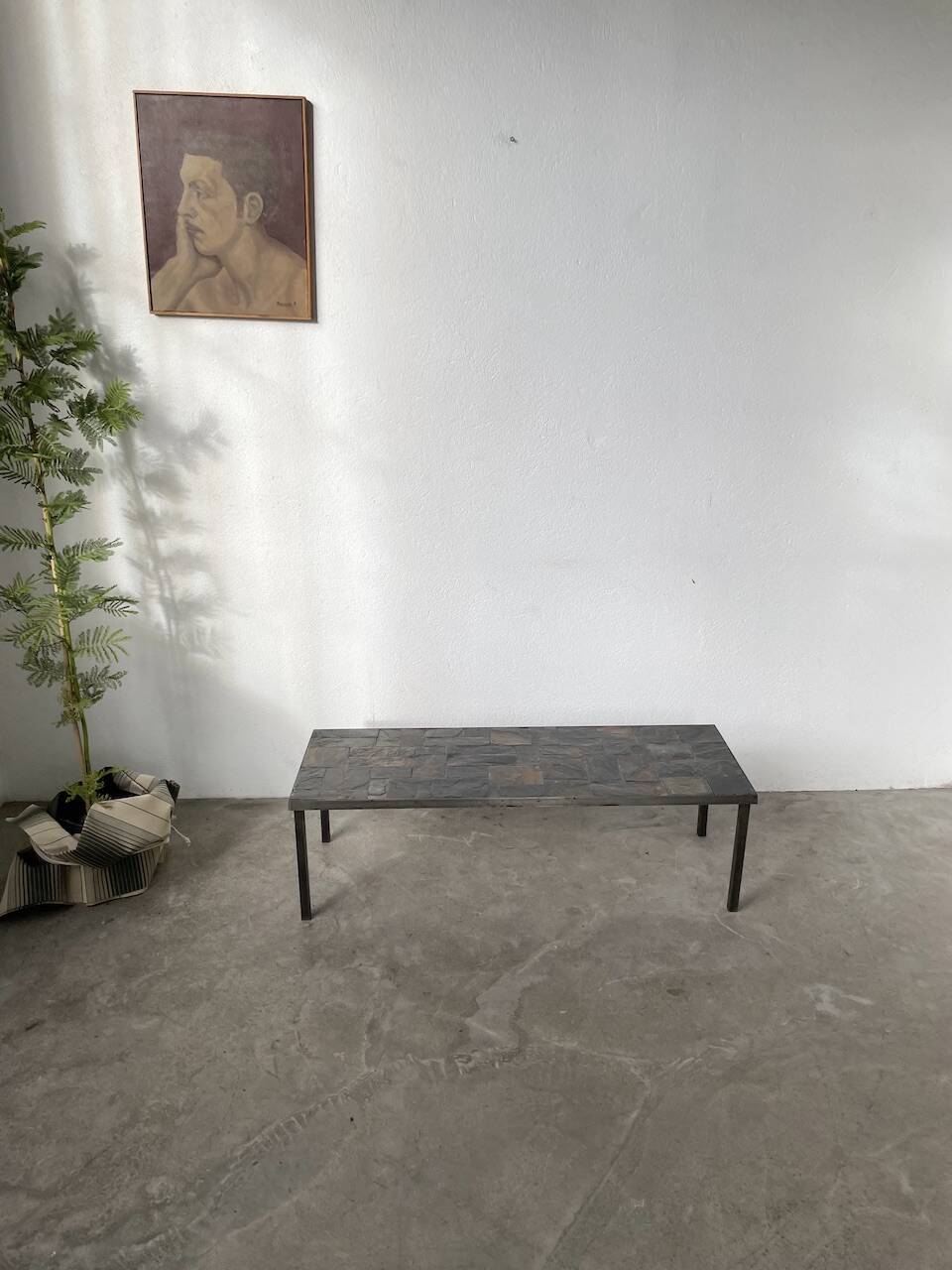 1950s slate coffee table