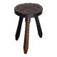Brutalist carved tripod milking stool, 1950s