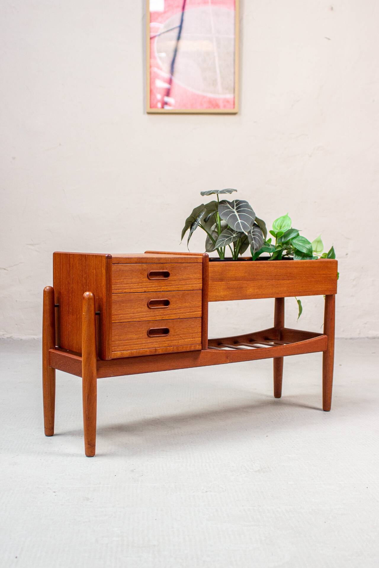 Arne Wahl Iversen plant bench chest of drawers vintage teak Danish 60s
