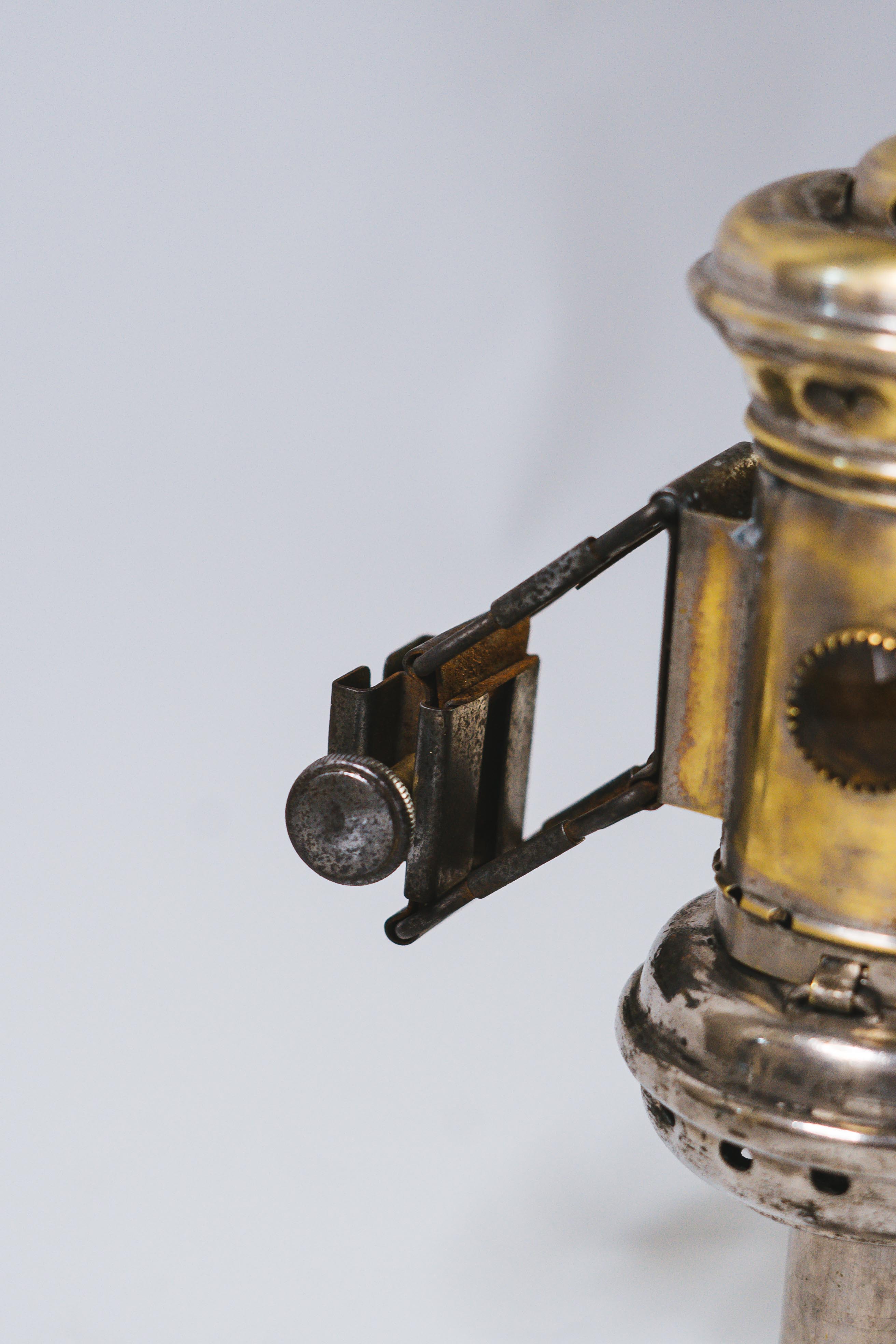 1900s brass bike lamp and original glasses