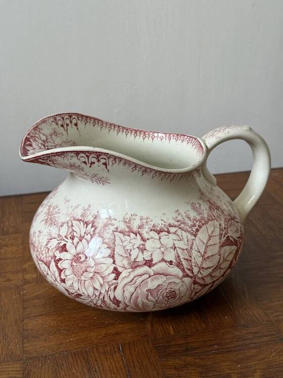 Antique pink ironstone toilet pitcher