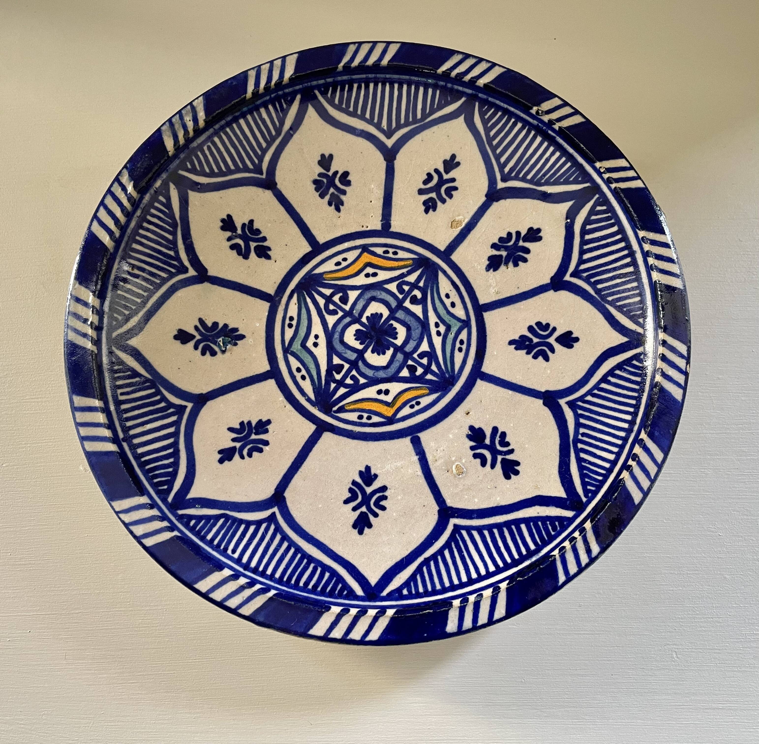 Cobalt blue Moroccan plate