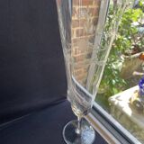 3332 – 4 Large Champagne Flutes – Vintage Cut Crystal, unstamped, these 4 large flutes