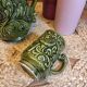 Green Barbotine Pitcher and Mug