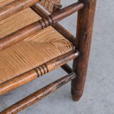 Mid-century rush oak french armchair