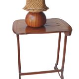 Solid wood lamp with rope shade