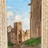 Old painting, landscape signed Lemoine, dated 1951