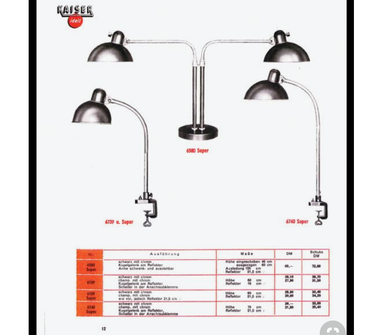 Double desk lamp, Bauhaus, by Christian Dell, model 6660 Super, original edition Kaiser Idel
