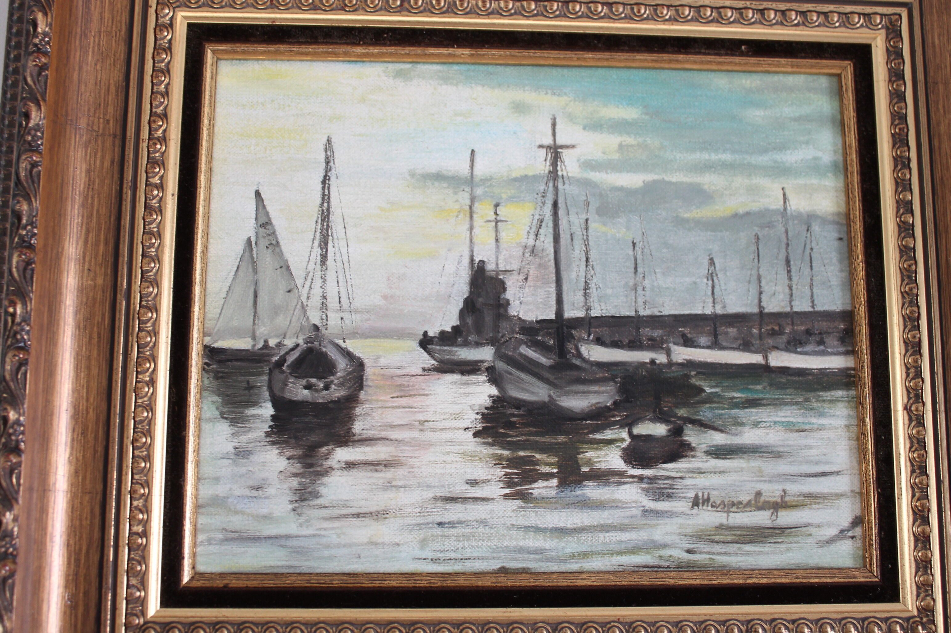 Marine painting oil painting on signed canvas