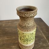 Fat lava style vase and flowers in relief west germany