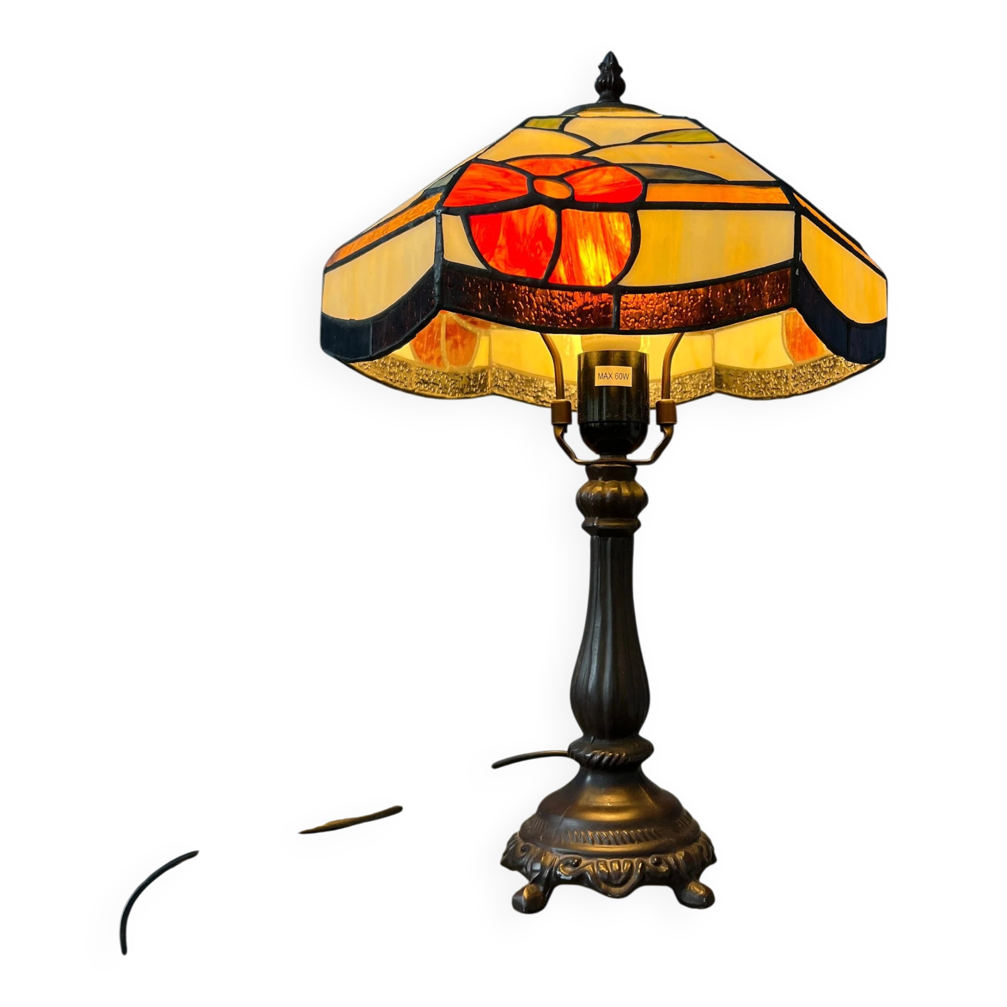 Lampe de table style Tiffany en vitrail, Art déco