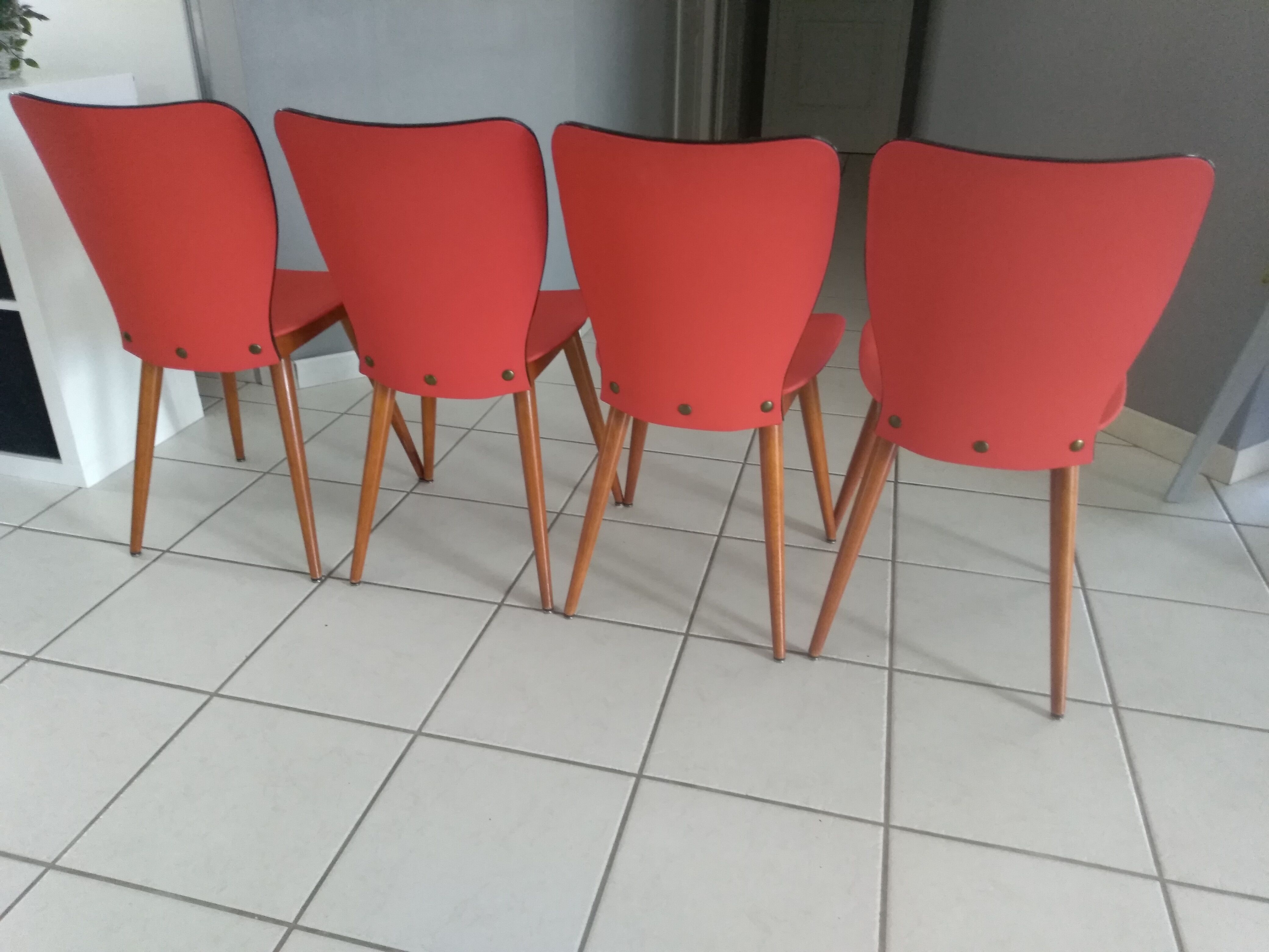 Suite of 4 chairs by Bistrot Baumann 800 by Swiss designer Max Bill 1950s