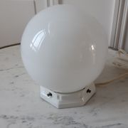 Table lamp ball in opaline and foot porcelain art deco