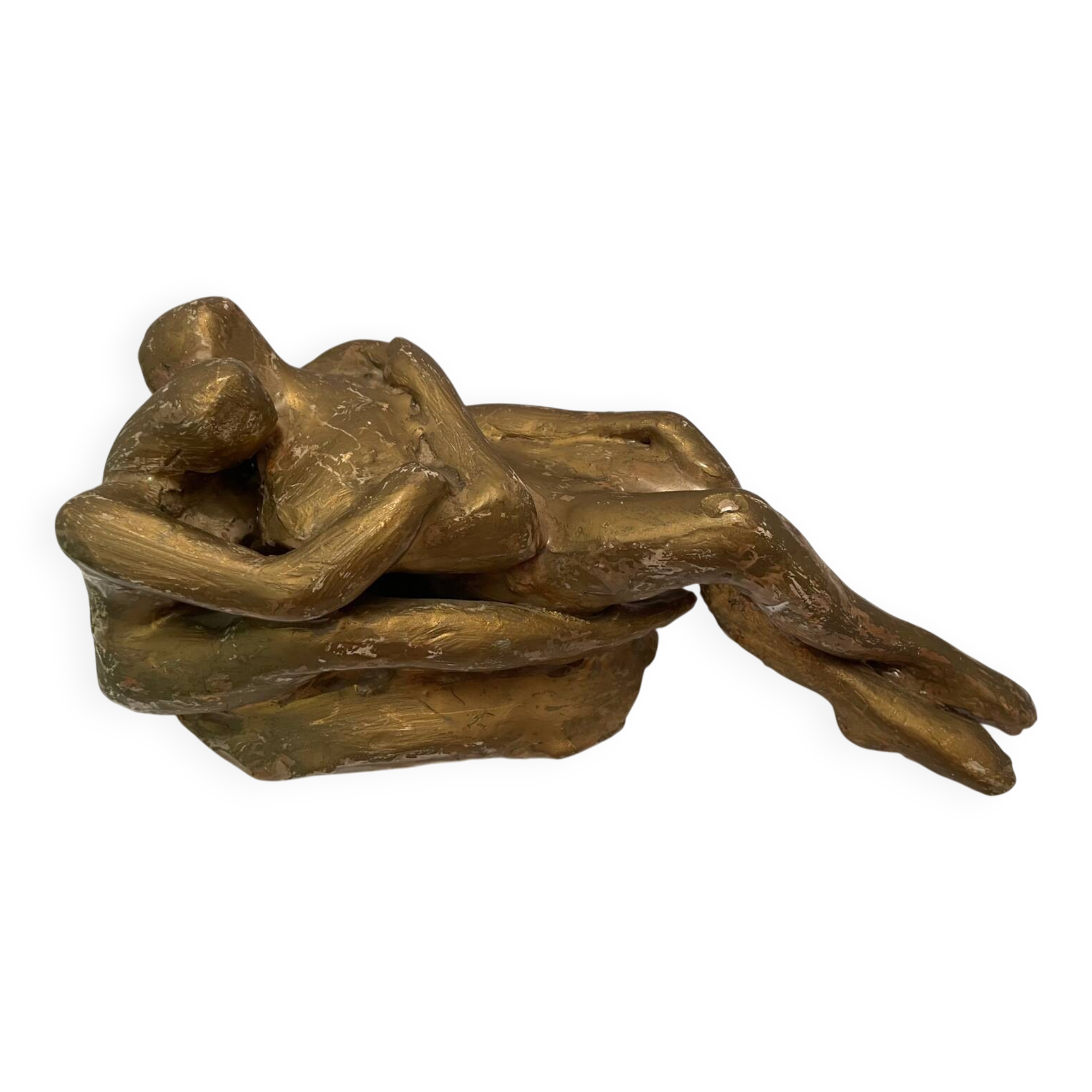 Sculpture of an embracing couple 20th century signed