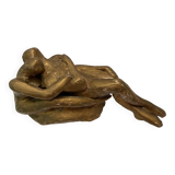 Sculpture of an embracing couple 20th century signed