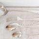 Silver cutlery set, Alfenide, ribbon decoration