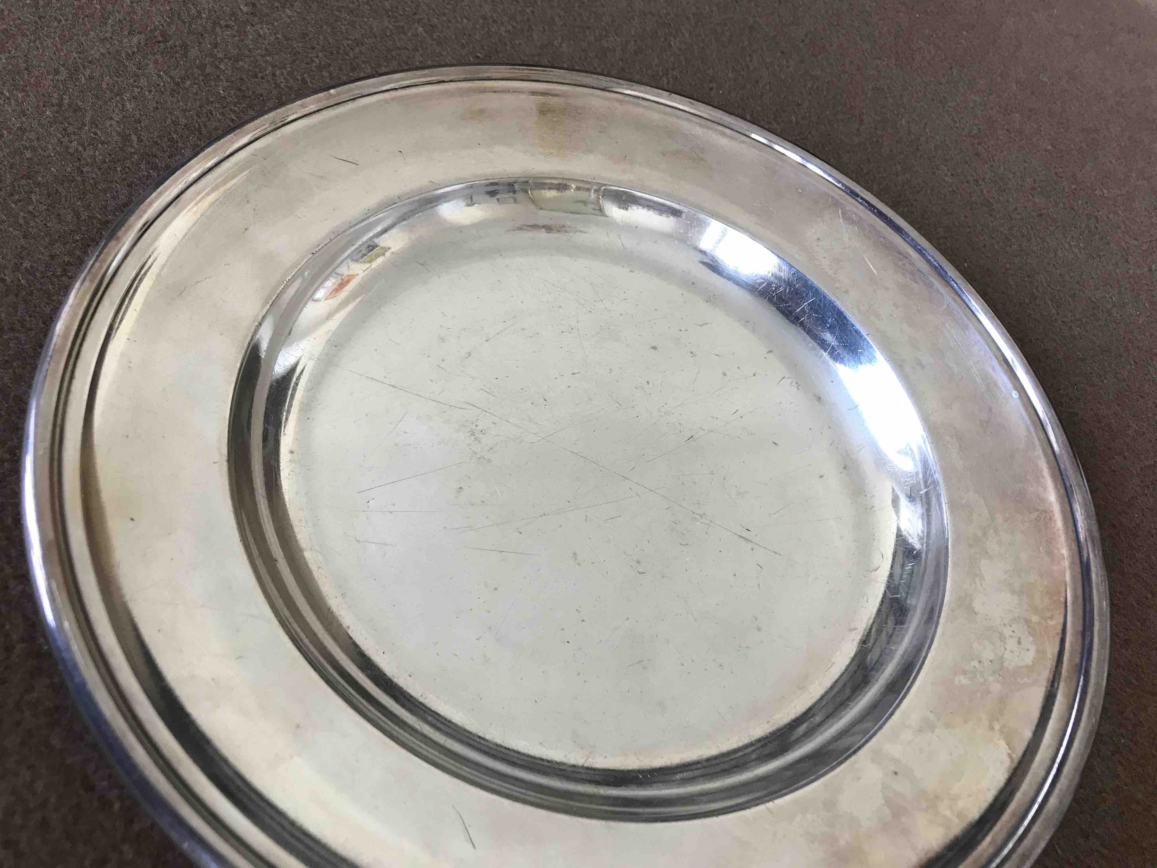 Art Deco silver metal presentation plate