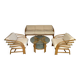Complete living room with rattan sofa and white bouclette, brass finish, 80's design
