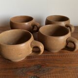 4 stoneware coffee cups