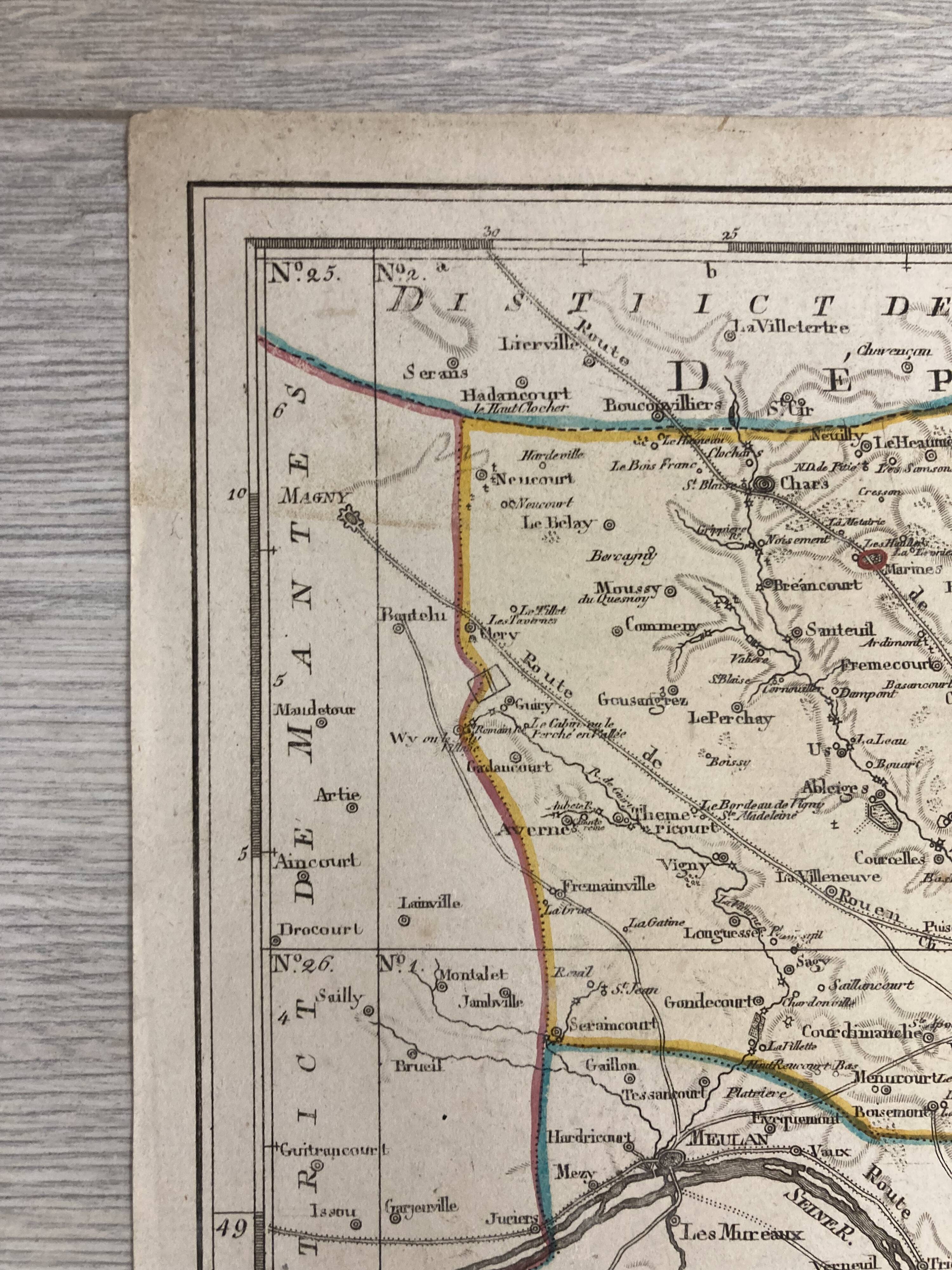 Old map of Pontoise and Gonesse