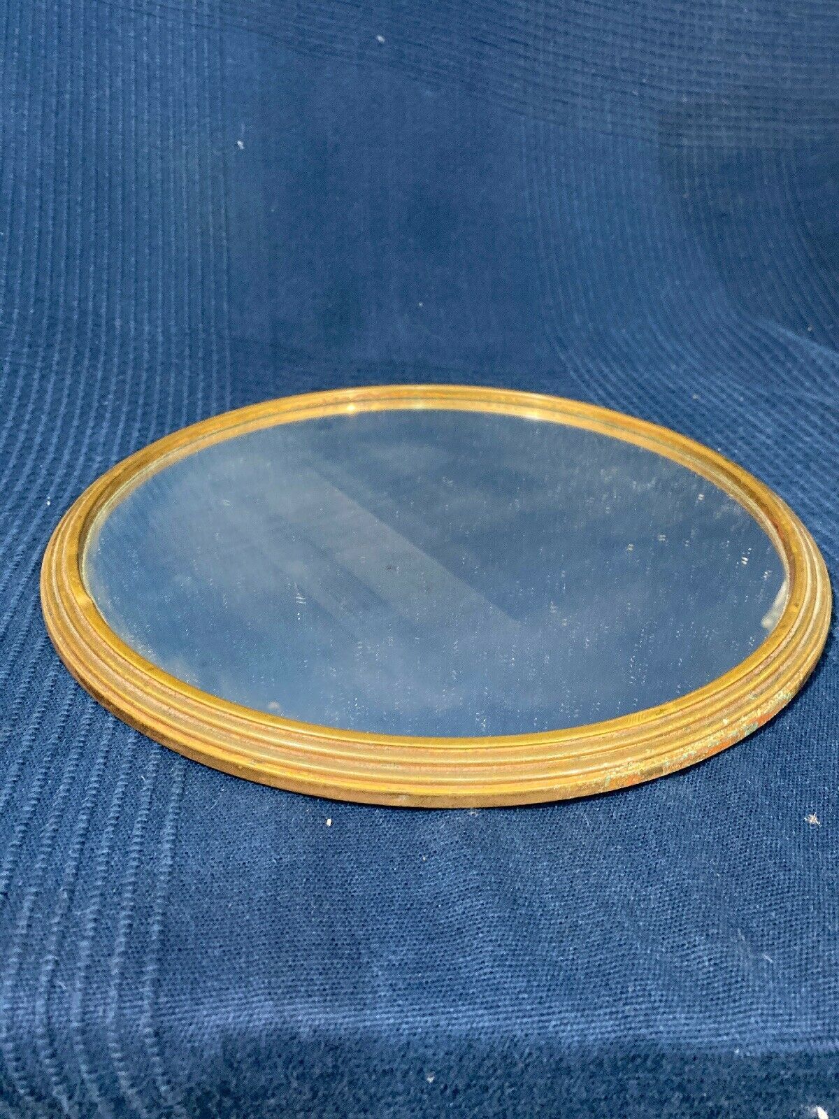 Plate center-of-table brass and old round mirror 1900