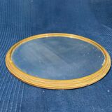 Plate center-of-table brass and old round mirror 1900