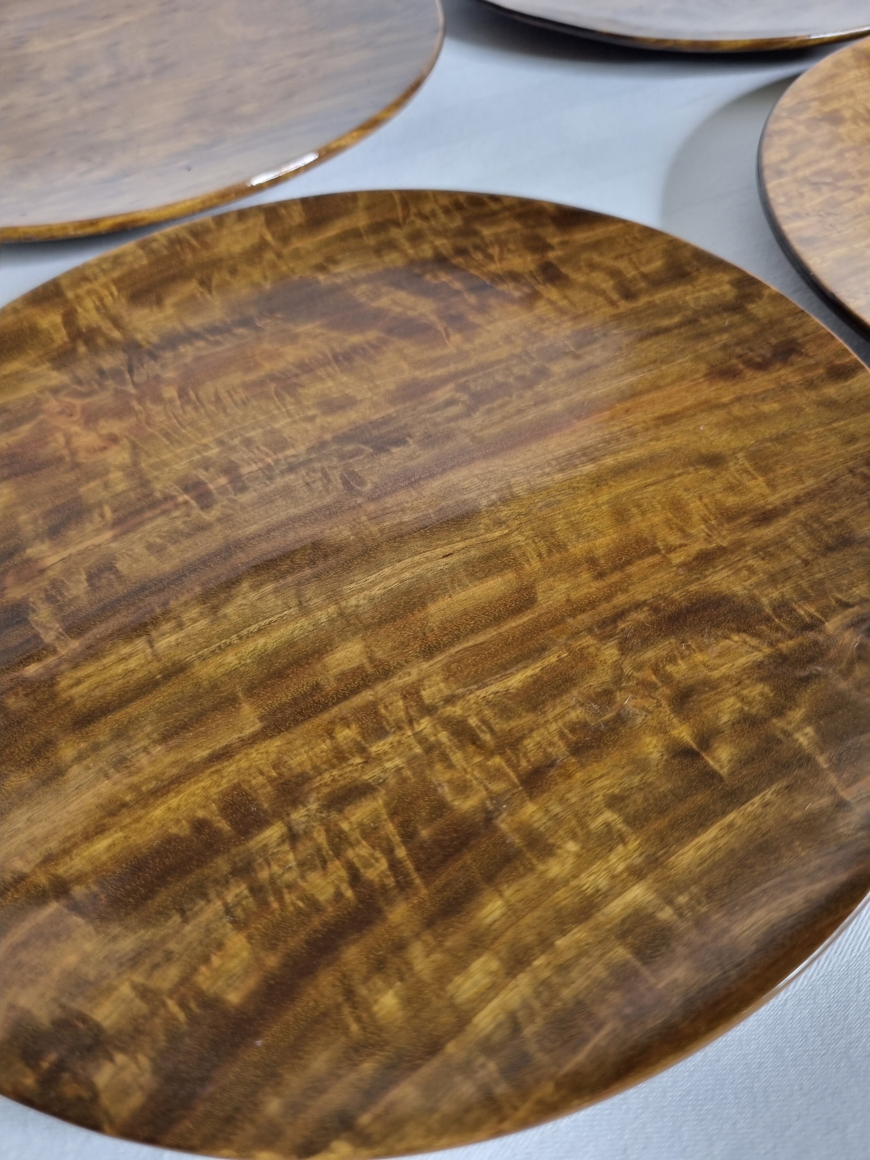 Set of 6 wooden plates "Lapacho" from South America, 20 cm