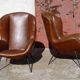 Paire de fauteuils vintage pieds compas années 60