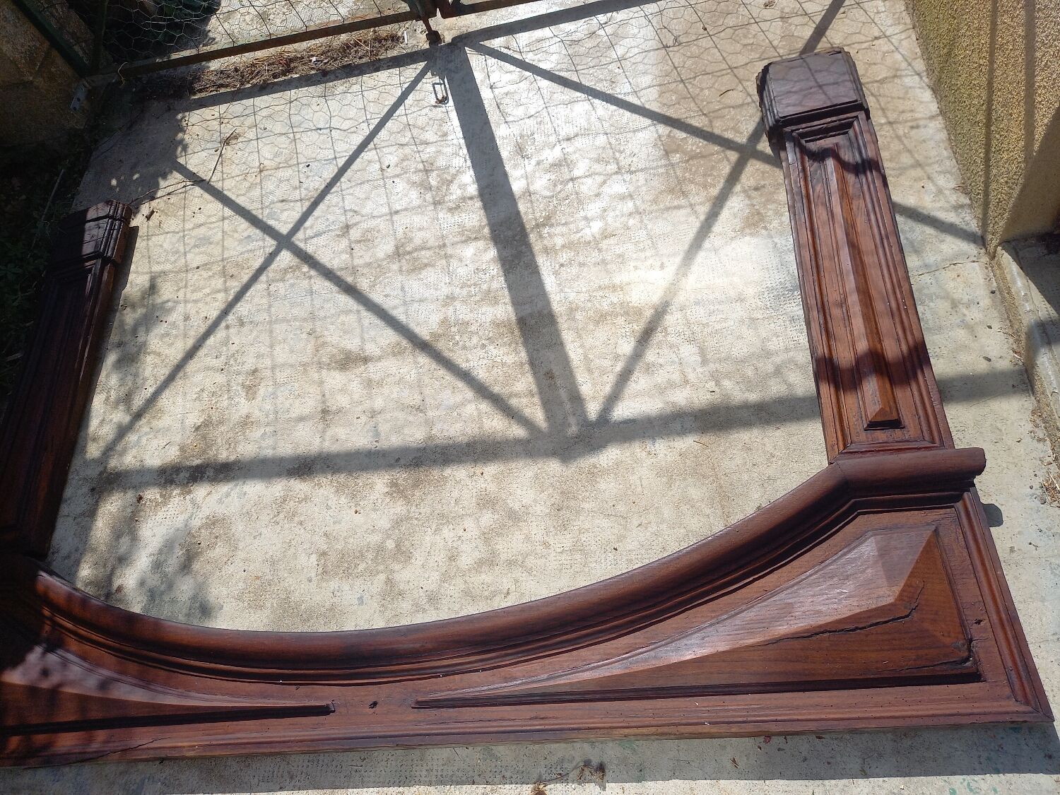 Old wooden fireplace facade