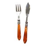 Cutlery Chabanna. Stainless steel and iridescent handle; 24 dessert place settings.