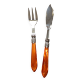 Ménagére Chabanna. Inox et manche irisé; 24 couverts à déssert.