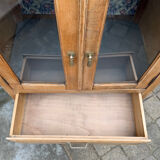Art Deco glass-fronted Parisian buffet in raw wood