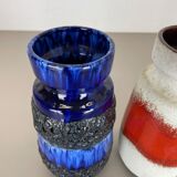 Set of Four Vintage Pottery Fat Lava Vases Made by Scheurich, Germany, 1970s