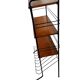 Vintage black shelf/coat rack with wooden accents.