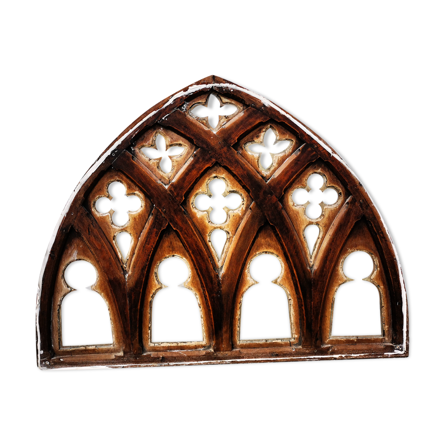 Antique oak impost with religious motifs