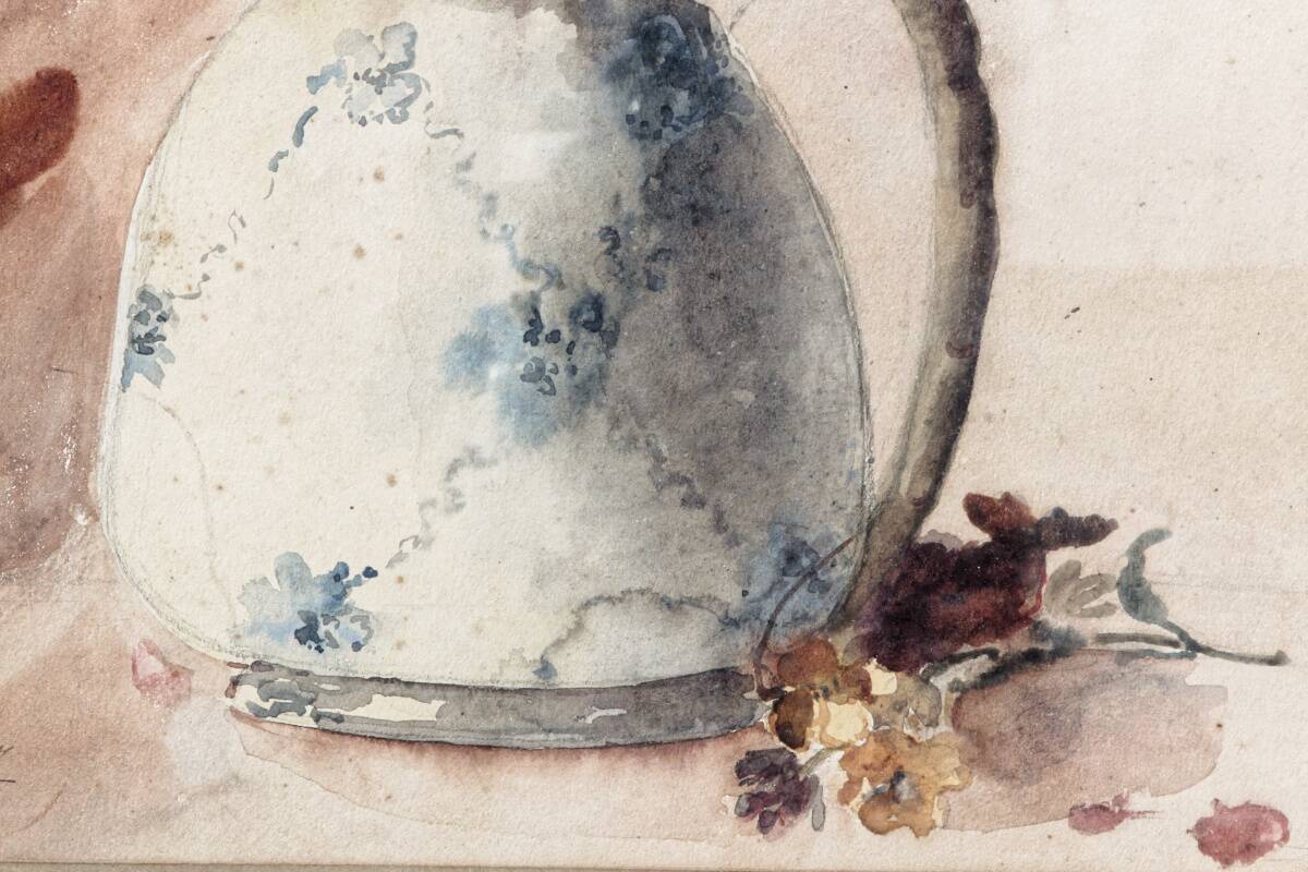 Still life, watercolor bouquet of flowers, signed L. de Bouvry