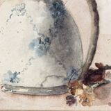 Still life, watercolor bouquet of flowers, signed L. de Bouvry