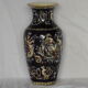 Gien earthenware vase on XX century blue background