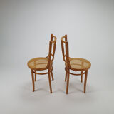 Set of 2 Romanian Cane and Birch Bentwood Chairs, 1960s