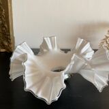 White opaline pendant light with ruffles