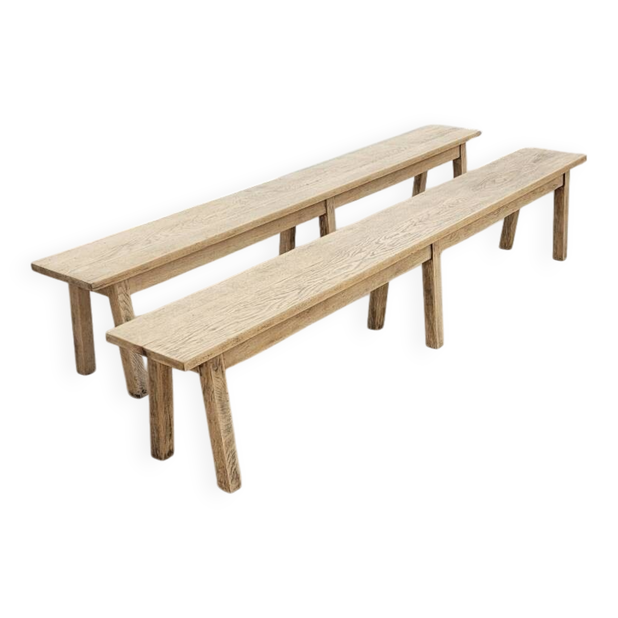 Two oak farm benches