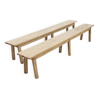 Two oak farm benches
