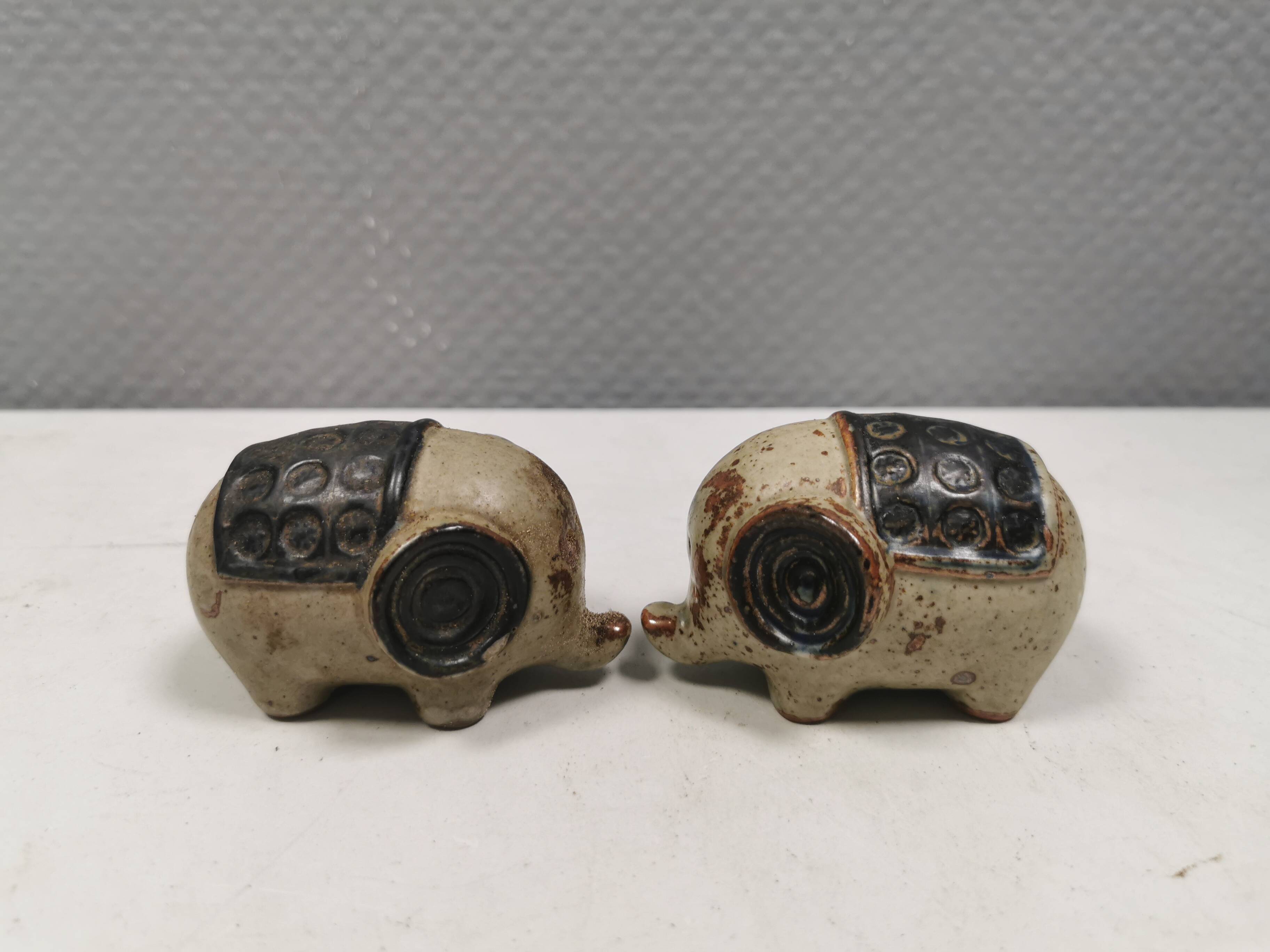 Ceramic elephants as salt and pepper sets made for Danish Søholm 1970-80s