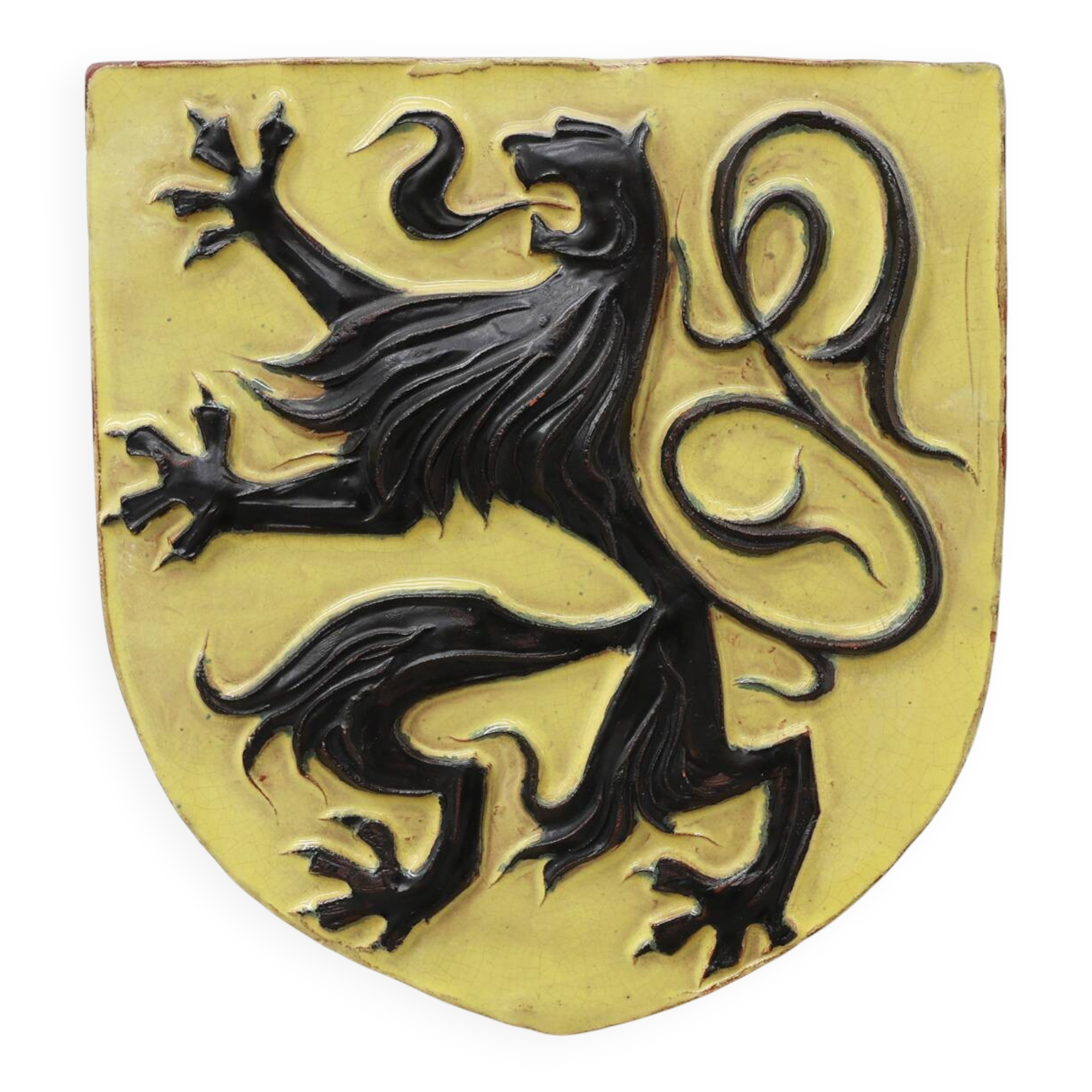 Wall Plaque with Flemish Lion by Vandeweghe for Amphora, Belgium, ca. 1950