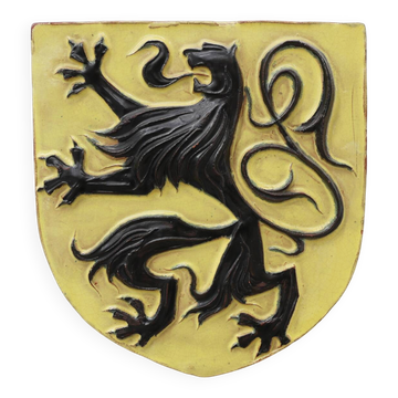 Plaque murale avec lion flamand par Vandeweghe pour Amphora, Belgique, vers 1950